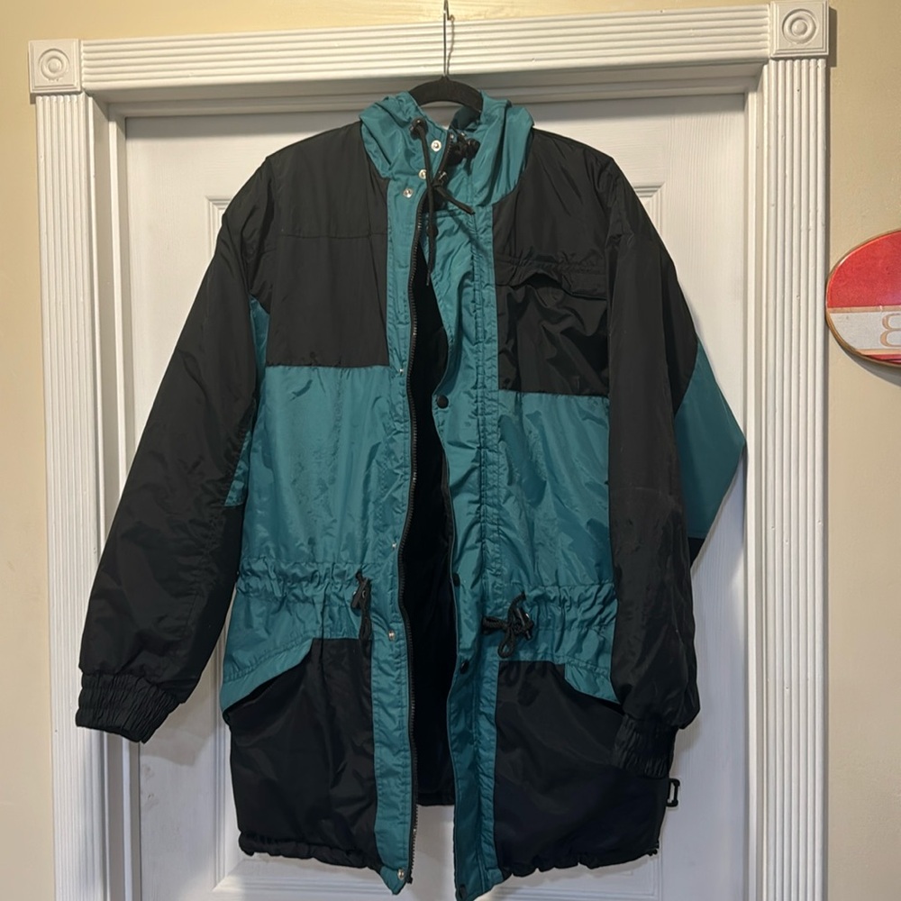 Vintage Alpine Ski Green Black Winter Outdoors Jacket Size large